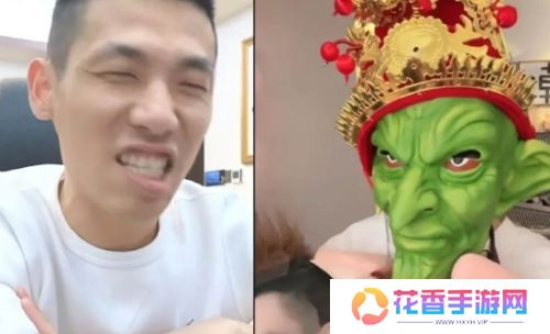 旭旭宝宝连麦搞怪女主播，现场装扮哥布林玩梗，头套一摘网友不淡定了